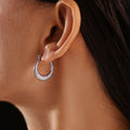 Dimpled Texture C Shape Hoop Earrings Steel Gold Stainless view 2