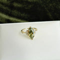 Gold Tone Olive Marquise Crystal Open Ring With Clear Side Stones view 6