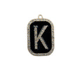 Black Enamel Rhinestone Letter Charm Pendant Gold-Tone Alloy view 5