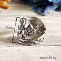 Antique Silver Embossed Hibiscus Open Wrap Ring Floral Alloy view 5