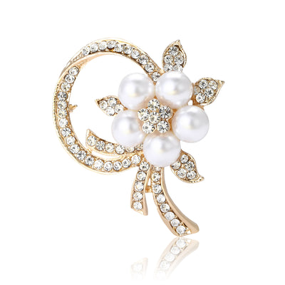 Crystal Flower Spray brooch front view on a white background