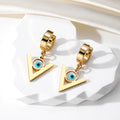 Gold Tone Evil Eye Hamsa and Star Huggie Drop Earrings view 3