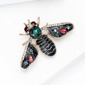 Jeweled Bee Metal Brooch with Black Enamel Bee with Multicolor Stones and Gold-tone Trim view 3