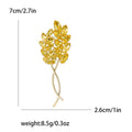 Crossed Wheat Stems Brooch In Metal With Marquise Crystal Leaves On Looping Gold-Tone view 8