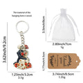 Skeleton Wedding Couple Roses Wood Keychain Silver Ring view 2