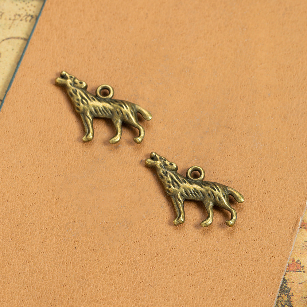 25x18mm Double-Sided Vintage Wolf Alloy Charm Pendant