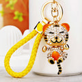 Jeweled Hugging Tiger Keychains with Braided Wrist Loop Options view 9