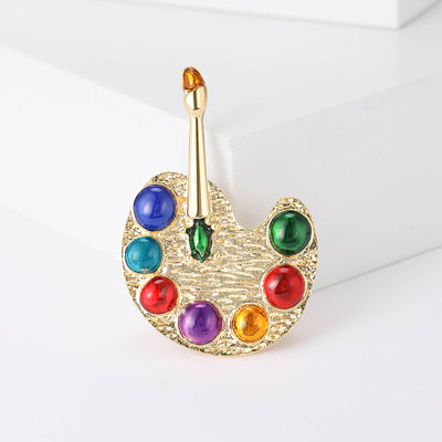 Colorful Artist Palette Brooch front view