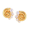 Swirl Stud Earrings With Imitation Pearl Clusters Metal view 5