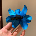 Fabric Orchid Flower Duckbill Hair Clip Blue or Red view 4