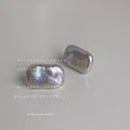 Irregular Lavender Rectangle Pearl Like Stud Earrings view 4