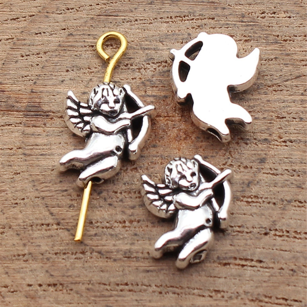 11x10mm 1.1g Antique Silver Zinc Alloy Cupid Small Hole Beads for Bracelet Necklace Jewelry Making