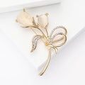 Shell Effect Flower Bud Branch Brooch With Crystal Bow view 2