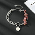 Silver Tone Stone Chip and Smiley Face Layered Chain Bracelets view 6