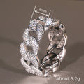 Silver Cuban Link Pavé Chain Finger Ring Sizes 6-10 view 4