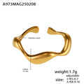 Stainless Steel Wave Open Adjustable Ring Gold Or Steel view 6