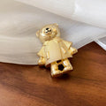Blue Shell Like Butterfly Brooch And Gold Bear Letter M Brooch view 6