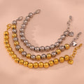 Hollow Ball Bead Bracelets Gold Steel Two-Tone Heart view 4