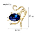 Blue Gold Tone Cat Crystal Two Designs Metal Brooch Pin view 2