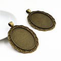 Oval Floral Edge Cabochon Pendant Trays in Three Finishes view 3