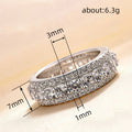 Round Clear Stone Openwork Triple-Row Wide Ring Silver Tone view 4