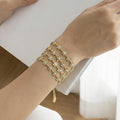 Gold Five-Petal Flower Enamel Station Bracelet Stainless view 4