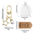 Star Pearl Bead Keychain Gold Silver Clip Two Finishes view 2