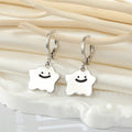 Gold and Silver Tone Open Smiley Face Huggie Drop Earrings view 8