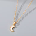 Gold Tone White Shell Butterfly Moon and Hexagon Pendant Necklaces view 6