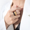Crystal Dome Dual Band Enamel Stack Ring Gold Steel view 6