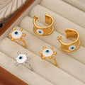 Gold Hammered Evil Eye Hoop Earrings And Beaded Eye Rings view 2