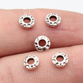 6x6x1.8mm 0.19g Antique Silver Zinc Alloy Hammered Round Ring Spacer Beads for Bracelet Making