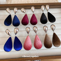 Silver Tone Velvet Teardrop Earrings in Five Colors view 3