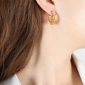 Hollow Lattice Geometric Hoop Earrings Gold Or Silver Tone view 4
