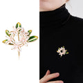 Flower Cluster Brooch In Metal With Pale Enamel Blossoms And Green Leaves view 2