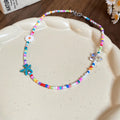 Rainbow Seed Bead Choker And Glitter Starfish Necklace view 6