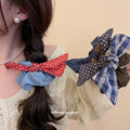 Fabric Scrunchie Bow Hair Ties Plaid Polka 4 Styles view 2