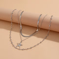 Rhinestone Cross Star Lariat Necklace Set Gold Silver view 7