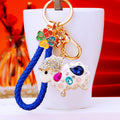 White Crystal Sheep Keychains With Nine Pictured Wrist Strap Options view 4