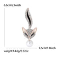 Crystal Fox Metal Brooch with Pearl Drop in Rose Gold and Silver view 6