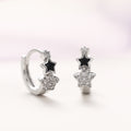 Silver Black Star Clear Pavé Star Huggie Earrings Pair view 2