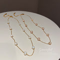 Gold Chain White Pearl Station Necklace Single Style view 2
