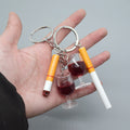 Cigarette and Red Wine Glass Novelty Split Ring Keychains view 1