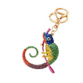 Rainbow Rhinestone Chameleon Keychain Gold Tone Charm view 5