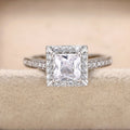Silver-Tone Square Halo Princess Ring in Brass, Sizes 6 to 10 view 3