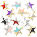 Enamel-Look And Crystal-Accented Gold Silver Star Alloy Connectors in 12 Styles view 3