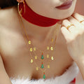 Gold Enamel Christmas Tree Zircon Charm Necklace Stainless view 4