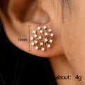 Rose Gold Tone Starburst Crystal Stud Earrings with Polished Finish view 5