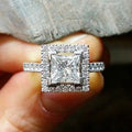 Silver Tone Princess Cut Double Halo Ring Polished Jewelry view 2