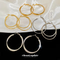 Double Layer Textured Hoop Earrings in Gold with Polished Details view 2